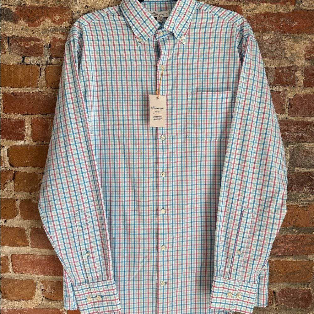Peter Millar Multicolor Plaid Hanford Performance Twill Sport Shirt